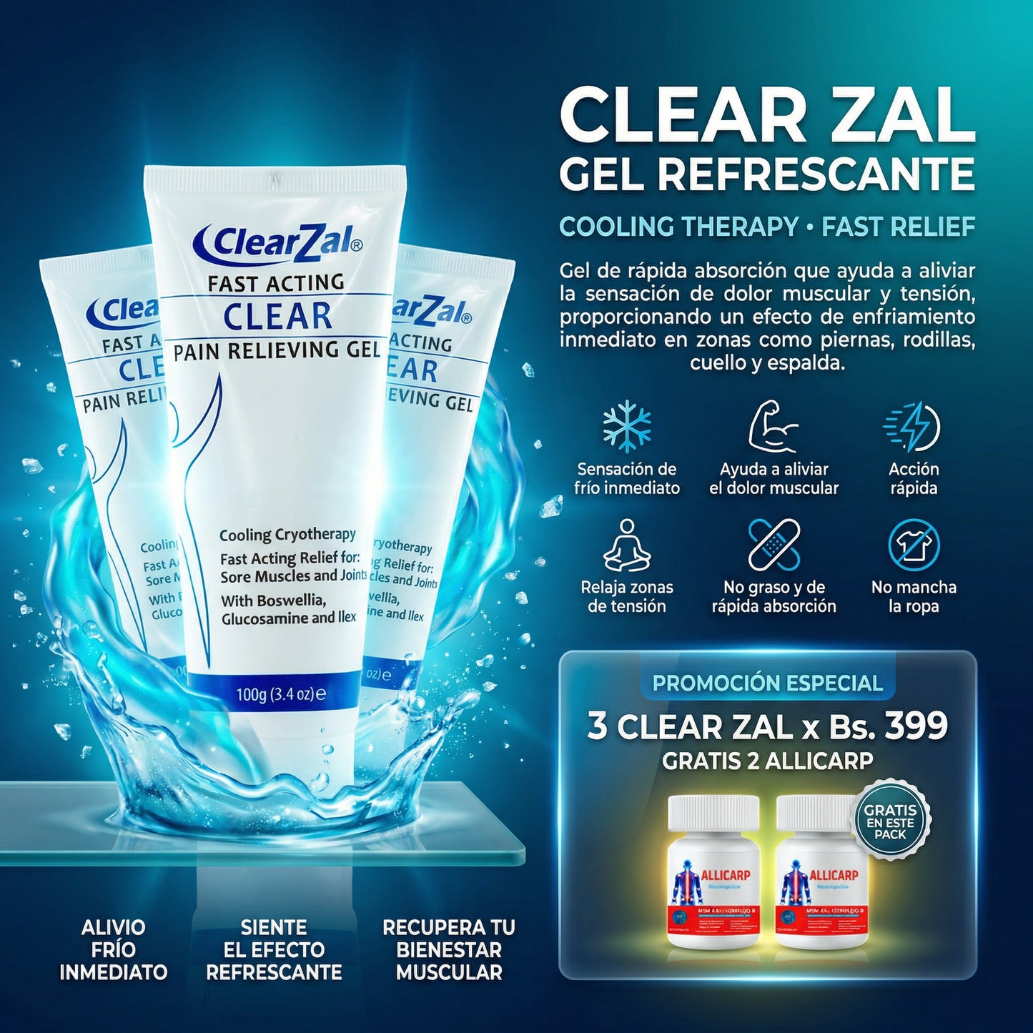 Clear Zal Alivia el dolor muscular y de articulaciones