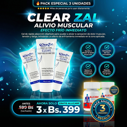 Clear Zal Alivia el dolor muscular y de articulaciones
