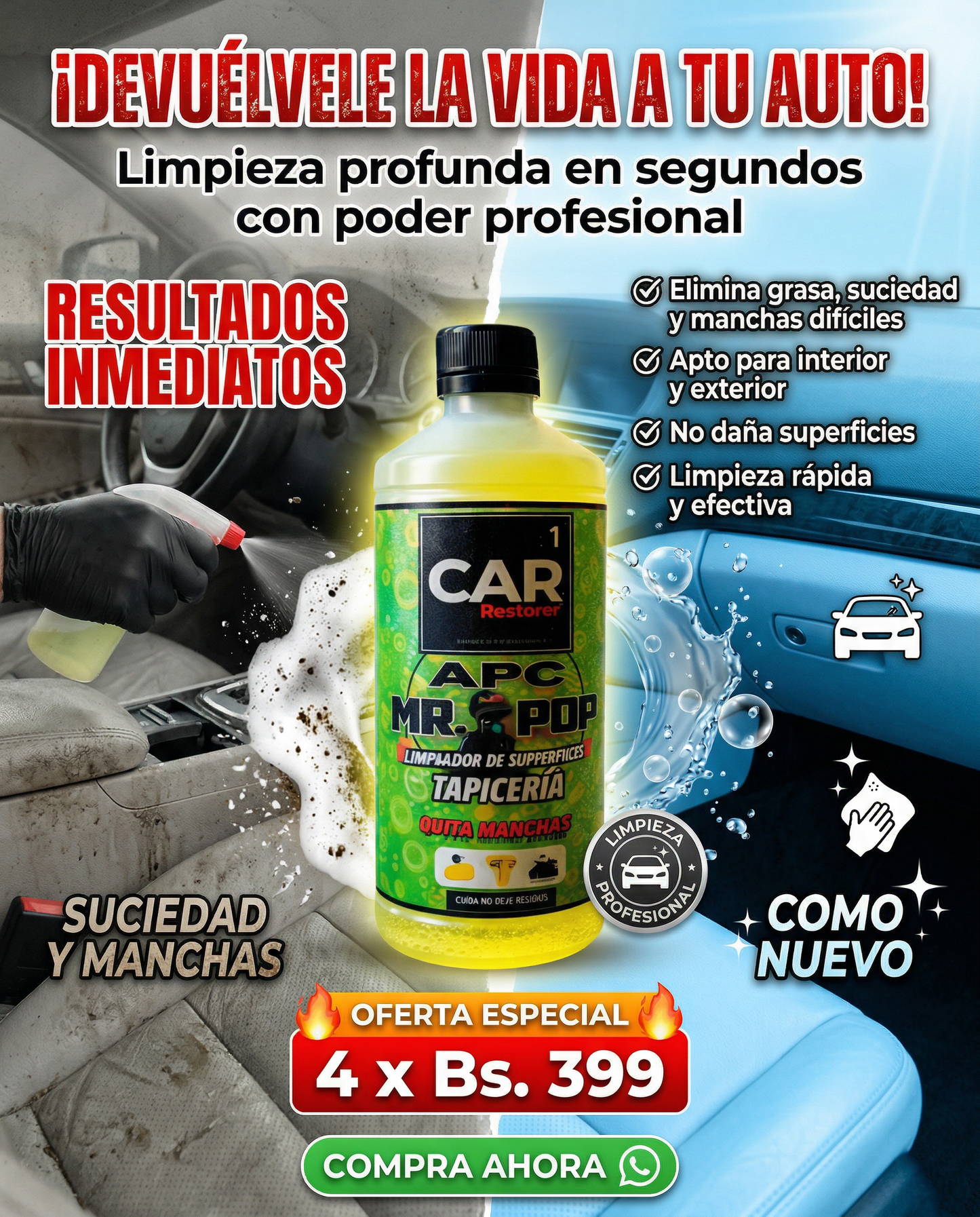 MR POP ™ - APC QUITA MANCHAS PROFESIONAL (CAR RESTORER)