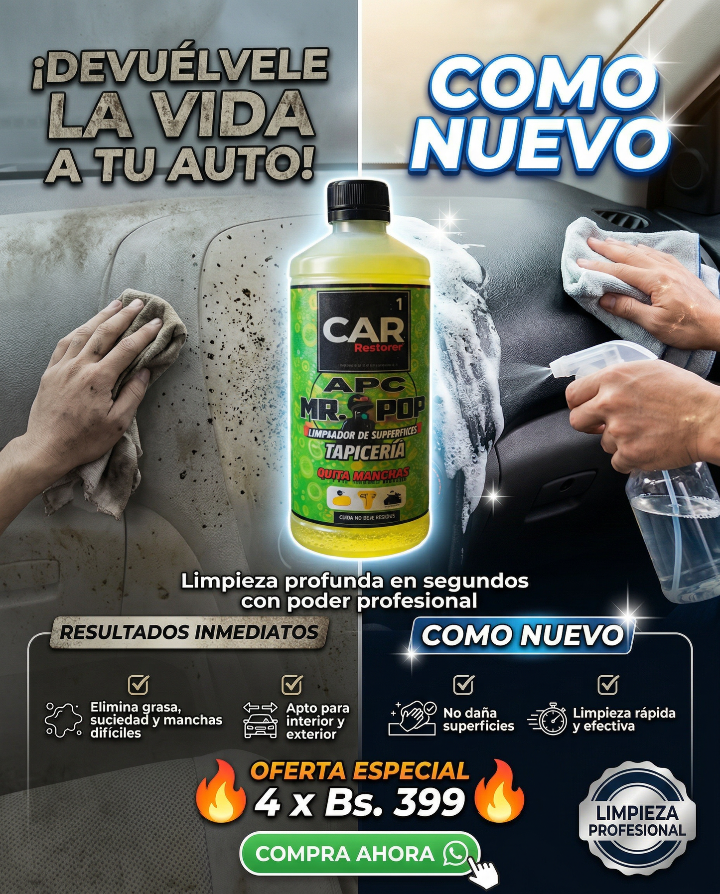 MR POP ™ - APC QUITA MANCHAS PROFESIONAL (CAR RESTORER)